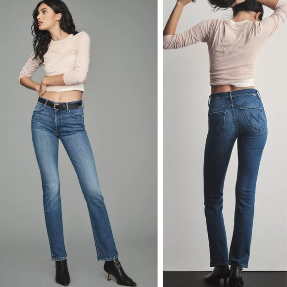 MOTHER Denim Mid Rise Dazzler Ankle Jeans Nothing Between Us Blue Wash Preppy - Picture 1 of 9